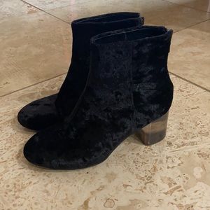 rag & bone DREA Black Velvet Boots With Clear Heel